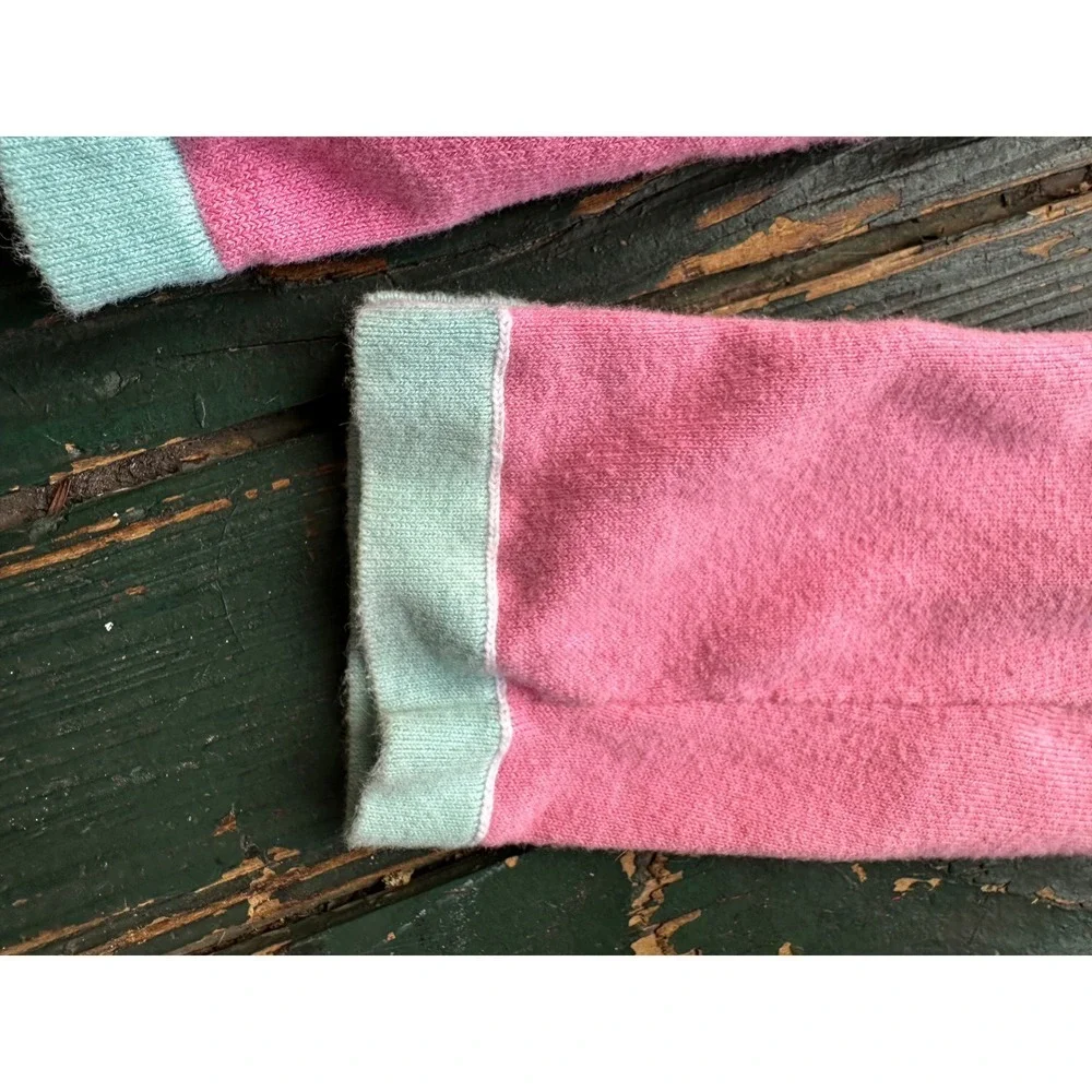 EP Pro Pink Mint Green Trim V-Neck‎ Golf Cardigan Sweater Womens Medium